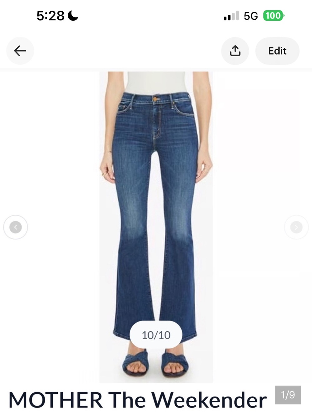 MOTHER The Weekender High-Rise Flare Jeans in Dark Teaming Up Women’s 29